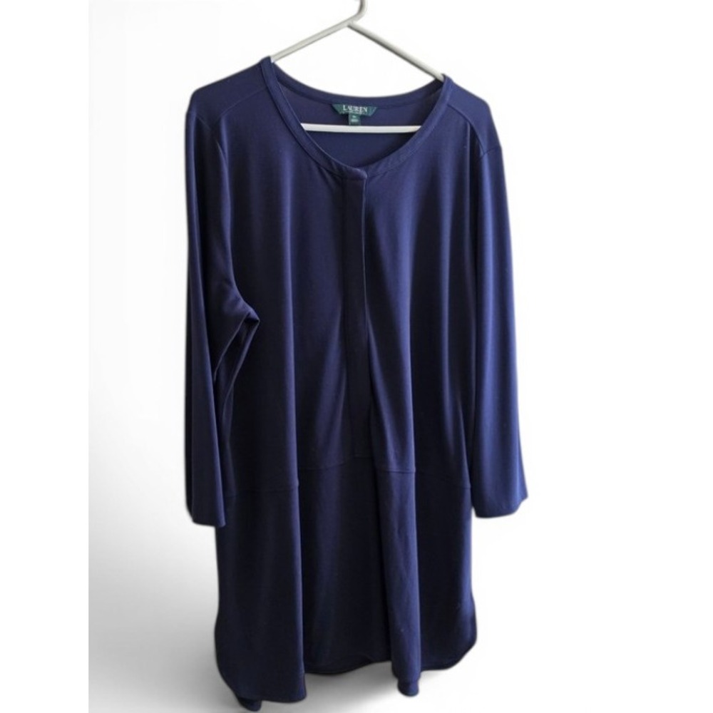 Lauren Ralph Lauren Long-Sleeve Tunic/Dress Banded Bottom Women's 3X Navy